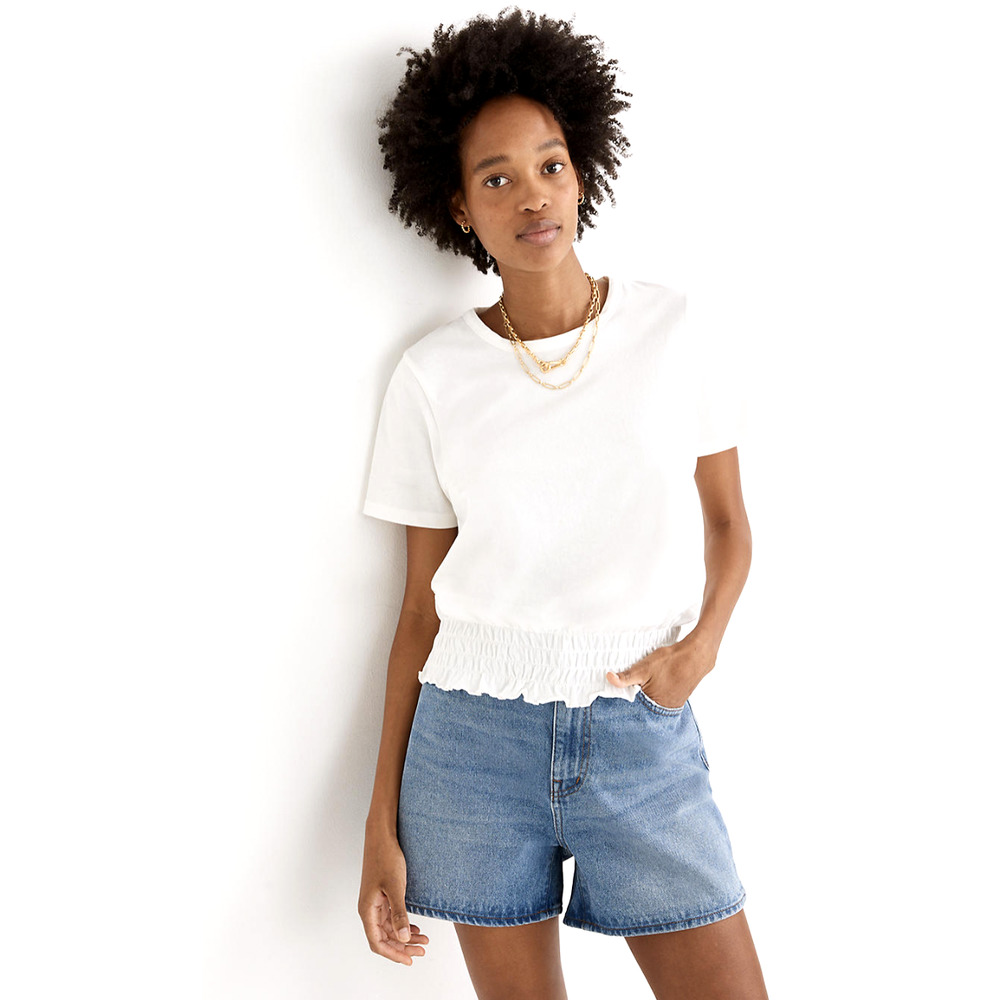 NWT Madewell Smocked Waist Tee Size XS White